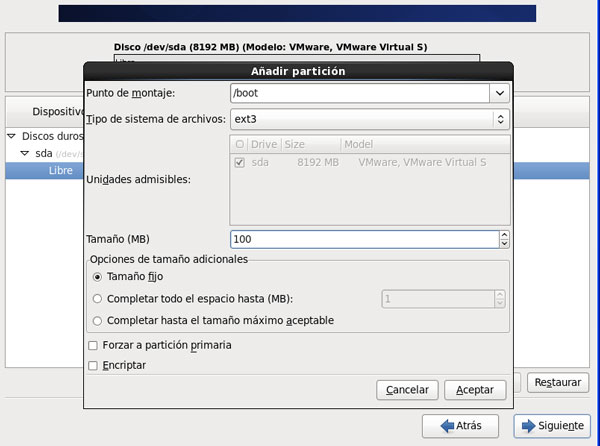 Instalacion de Centos, Paso 16