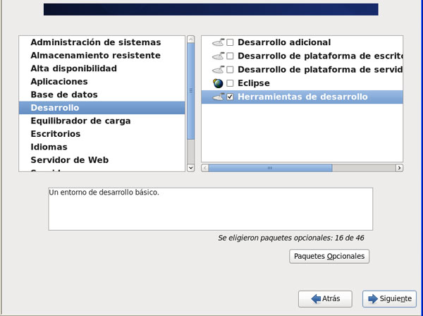 Instalacion de Centos. Peticion de Paquetes auxiliares