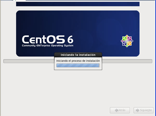 Instalacion de Centos. Avance de la instalacion