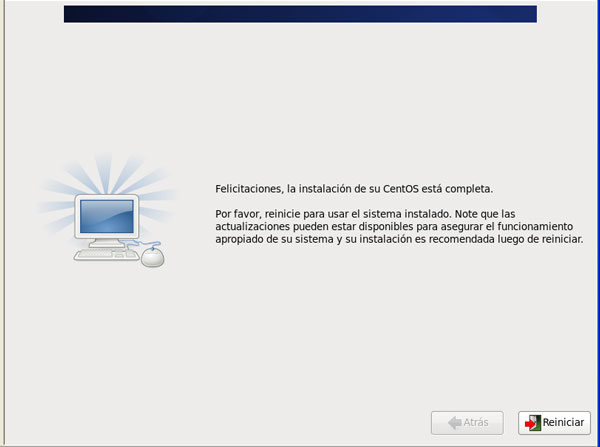 Instalacion de Centos. Finalizacion de la instalacion