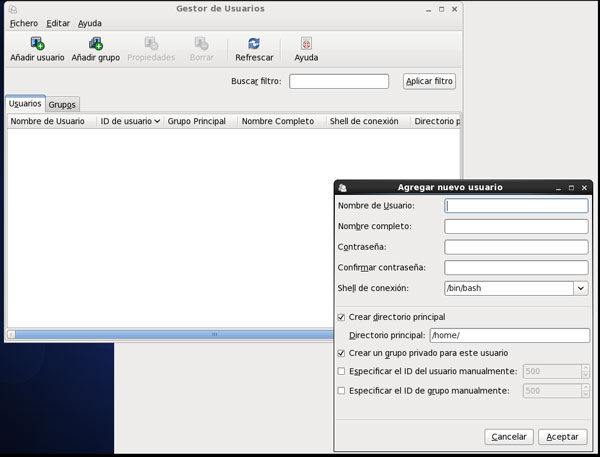 Instalacion de Centos. Creacion de usuarios
