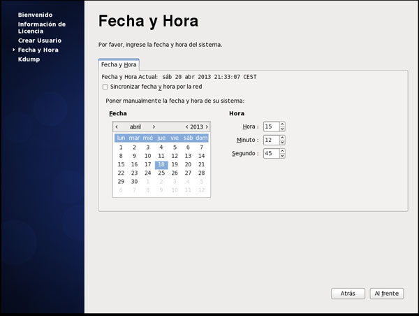 Instalacion de Centos. Configuracion de Fecha y hora