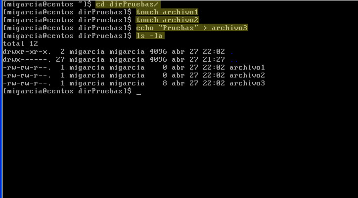 creacion de archivos con touch