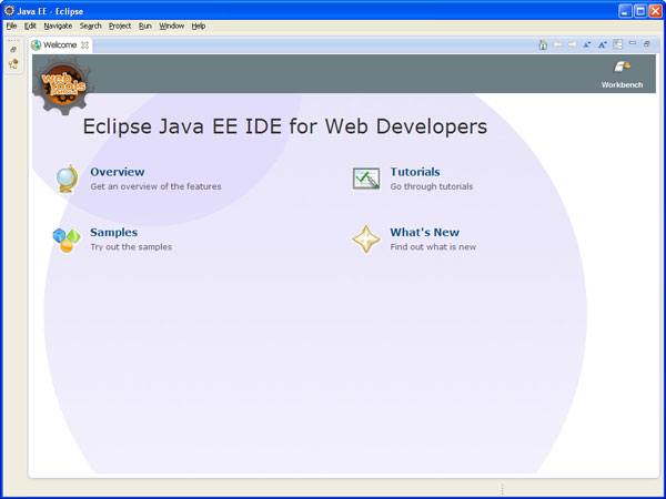 Pantalla de bienvenida de Eclipse