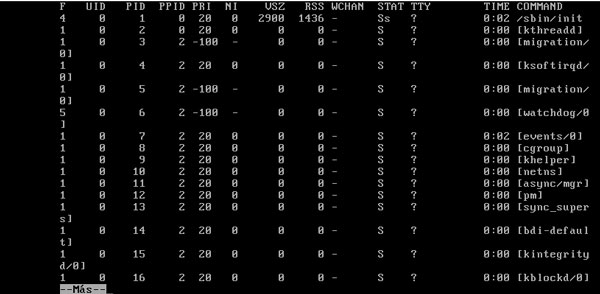 salida del comando ps lax