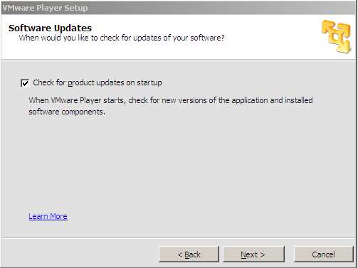 Instalacion vmware player. Peticion consulta actualizacion