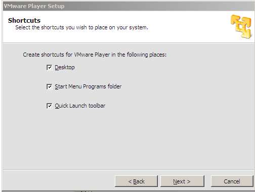 Instalacion de vmware player. Pregunta donde se dejan los iconos