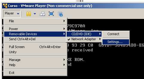 vmware player, modificar cd