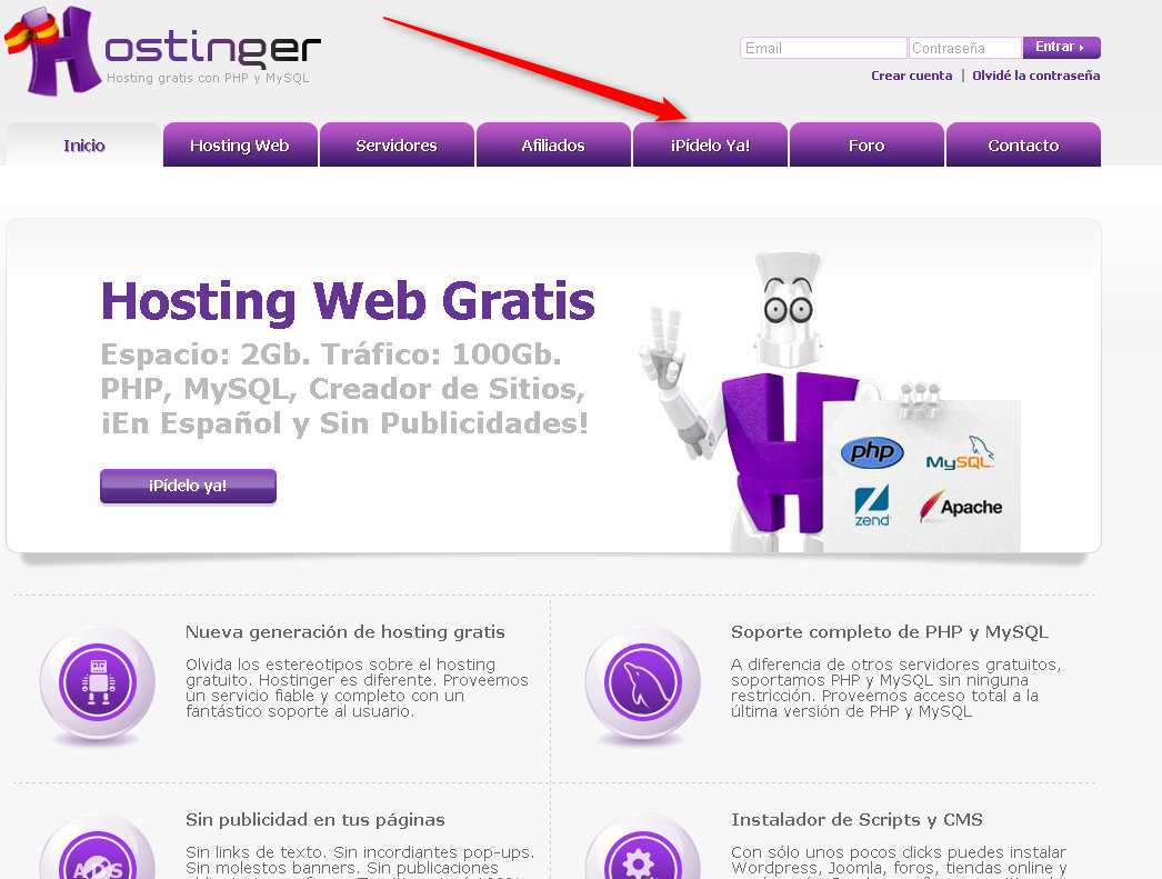 Tu pagina web gratis II. Crear una cuenta gratuita en Hostinger